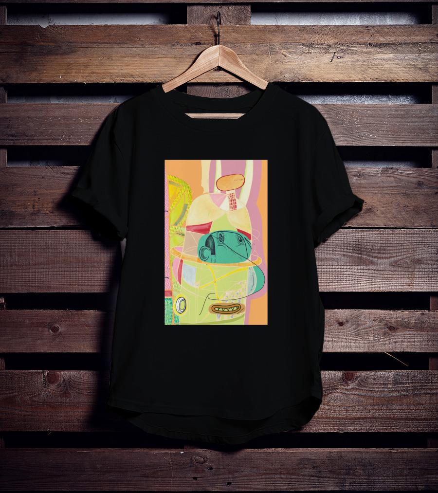 Another Fellow 37074 Abstract Geometric Face T-Shirt