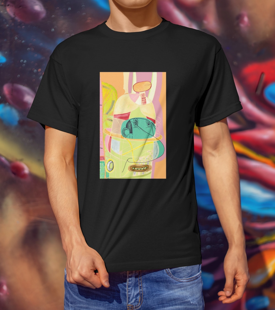 Another Fellow 37074 Abstract Geometric Face T-Shirt