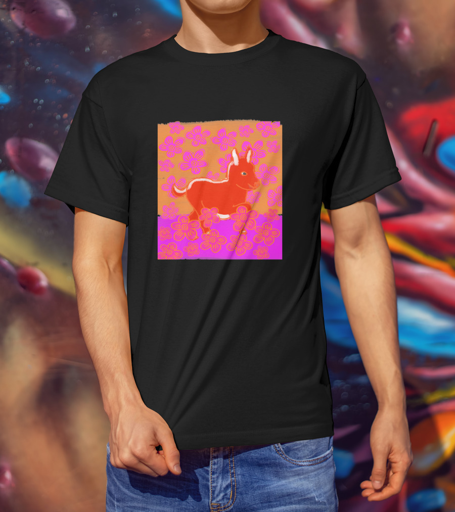Baby Donkey In A Field Of Bright Pink Orange Flowers 1170477 T-Shirt