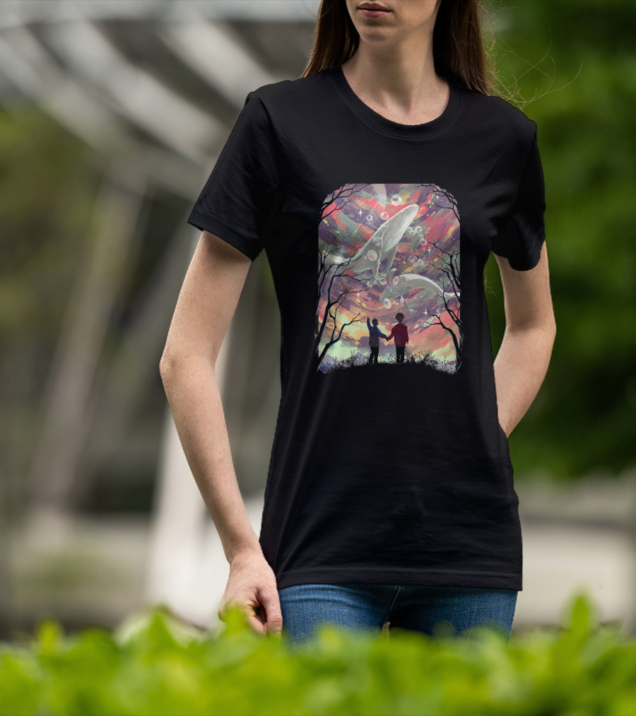 Balyena 658635 Cosmic Whales And Children Under A Starry Sky T-Shirt