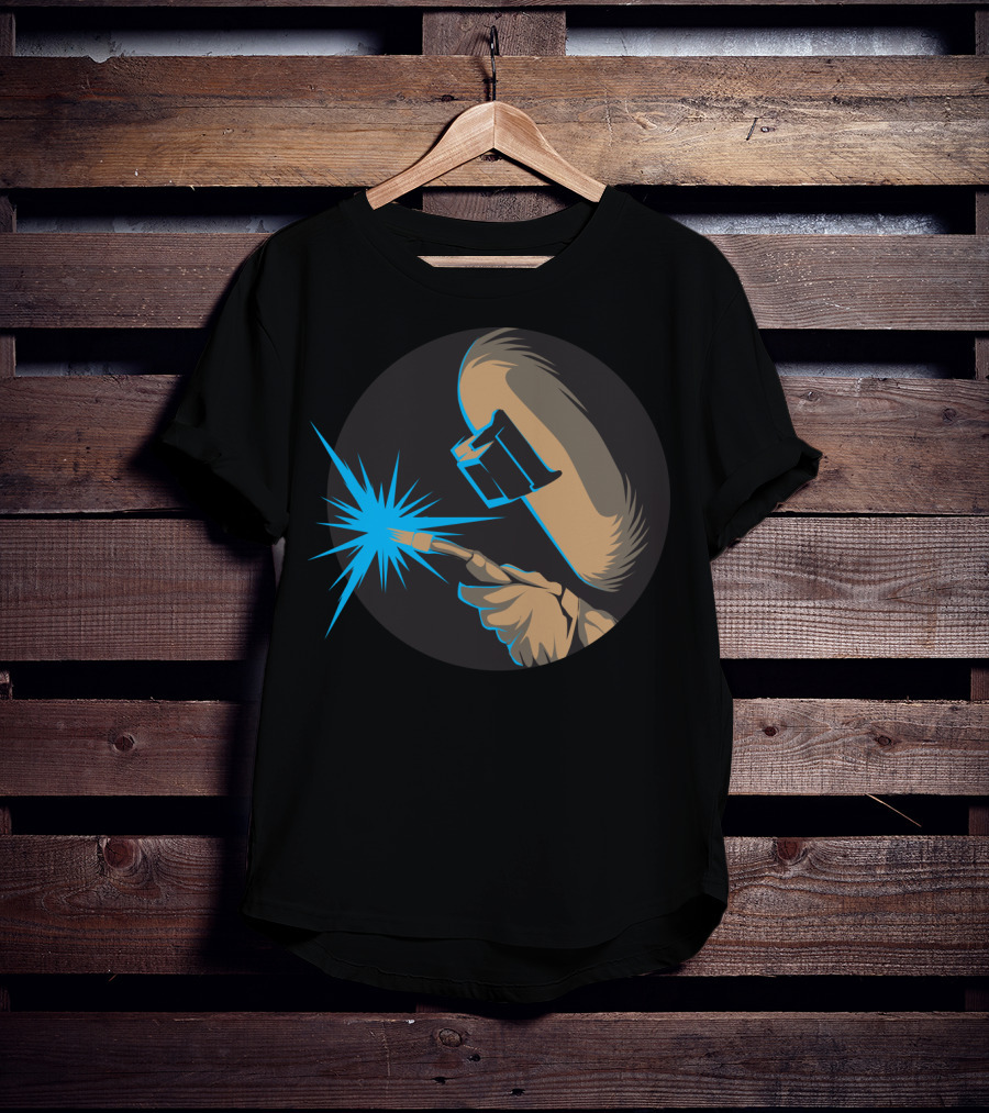 Metal Arc Welder Spark With Helmet And Glove Welding Engineer T-Shirt