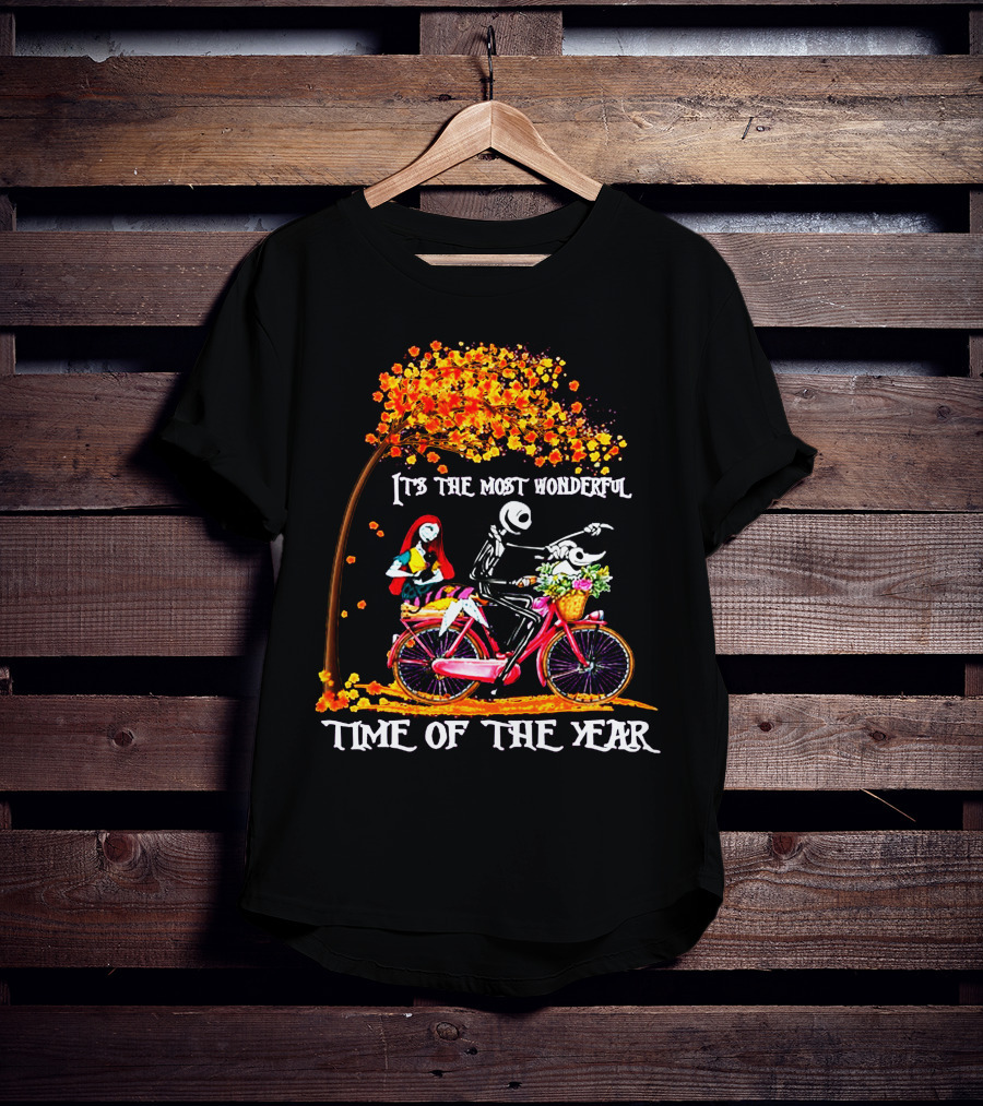 IT'S THE MOST WONDERFUL TIME OF THE YEAR Halloween Characters Riding Bike T-Shirt