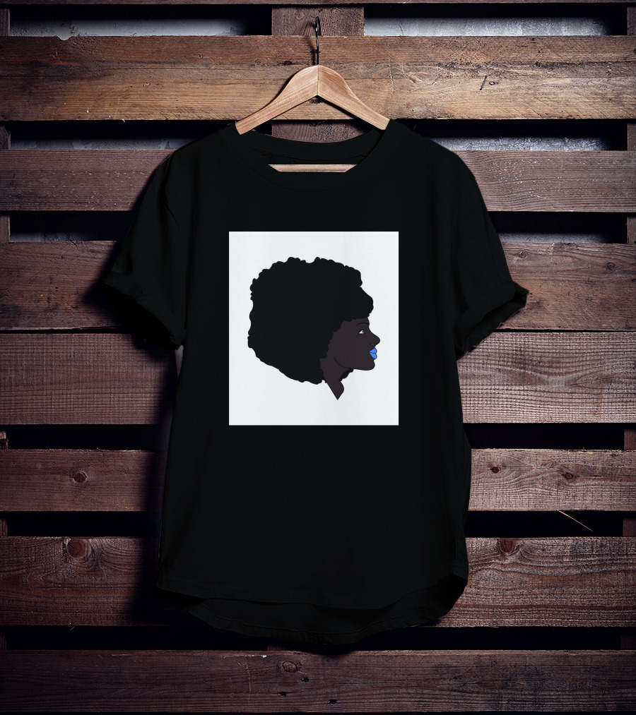 Afro Girl Silhouette With Blue Lips 751942 T-Shirt