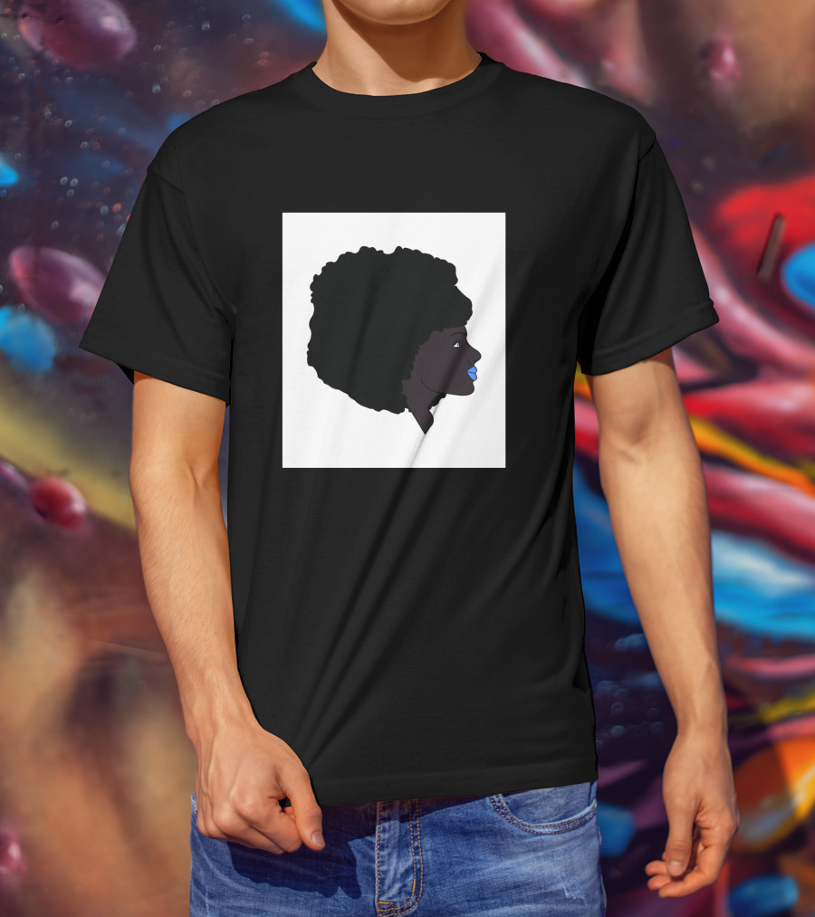 Afro Girl Silhouette With Blue Lips 751942 T-Shirt