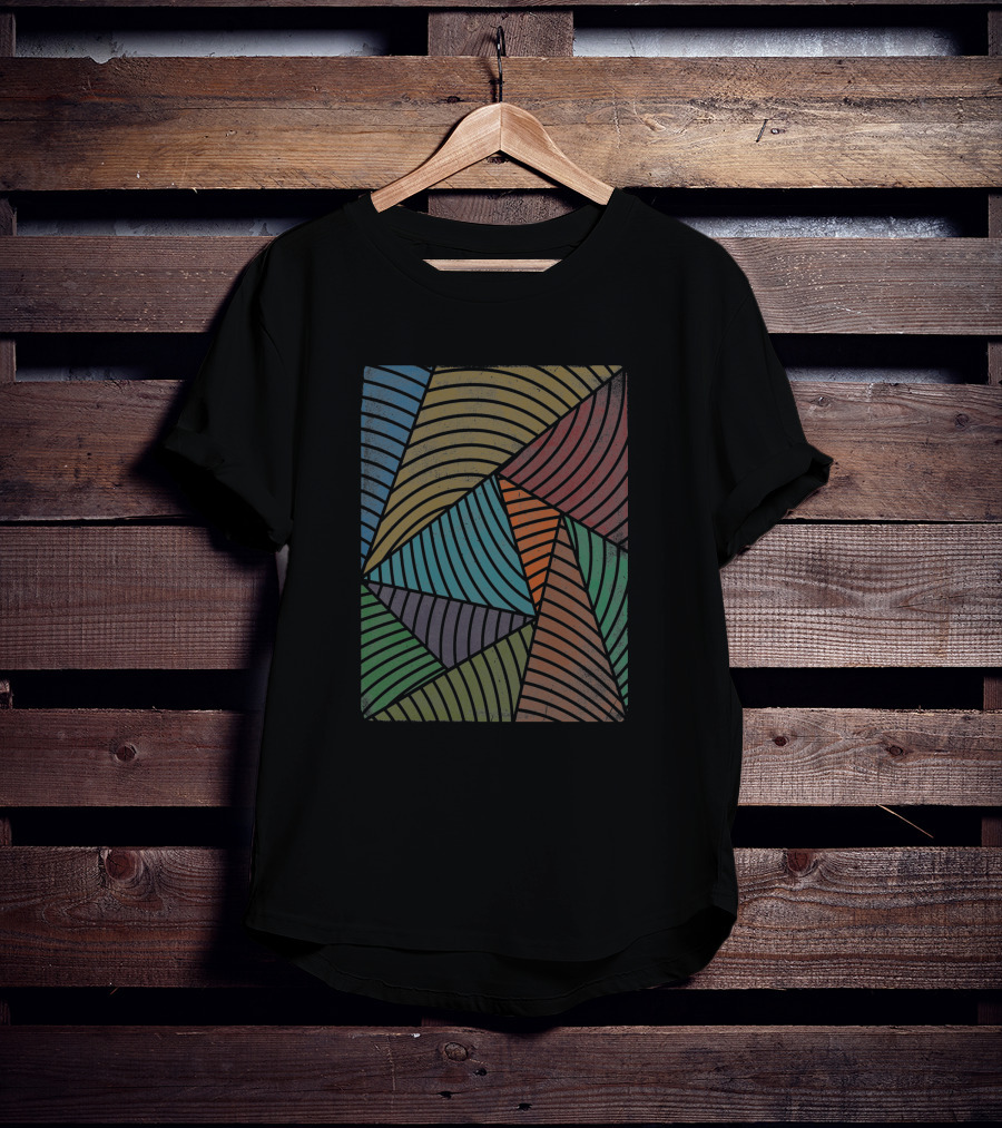 Algorithm 386 Geometric Abstract Multi-Color T-Shirt