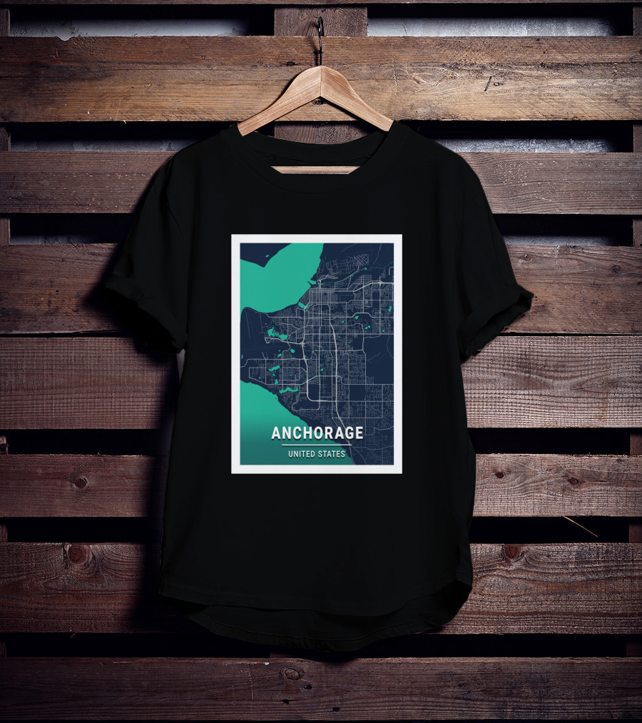 Anchorage United States Blue Dark City Map T-Shirt