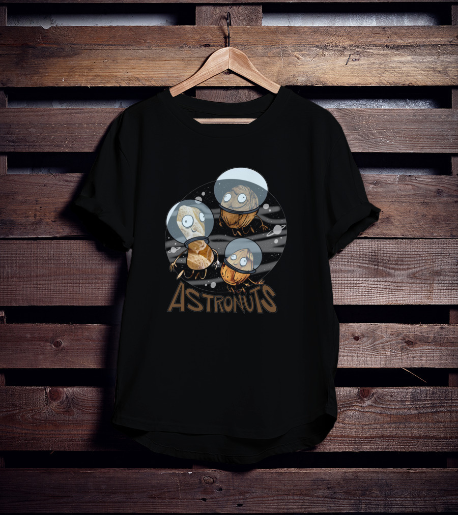 Astronuts 118341 Goofy Nuts In Space Helmets Floating In Outer Space T-Shirt