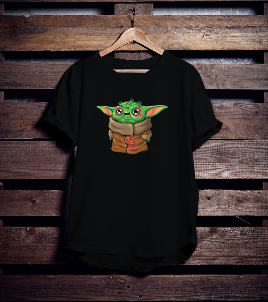 Baby Yoda Kawaii Pink Stars Eyes Charm 1226120 T-Shirt