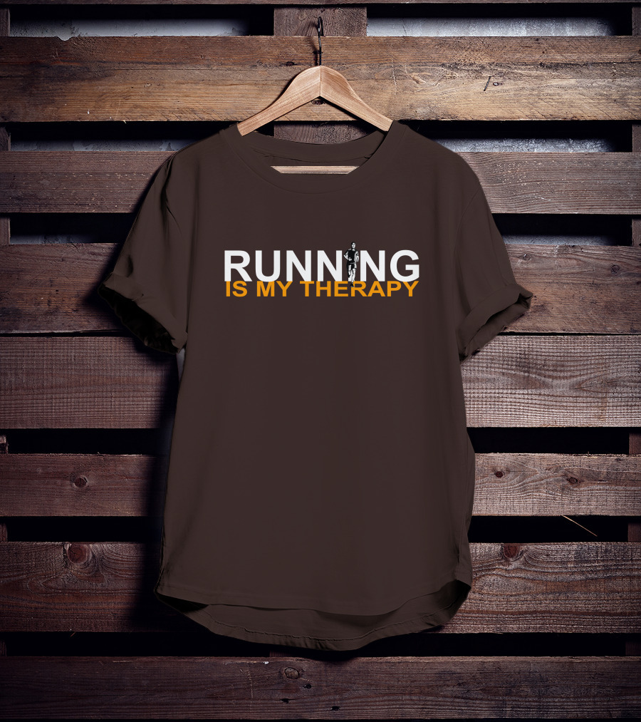 RUNNING IS MY THERAPY Jogger Icon In Letter N T-Shirt