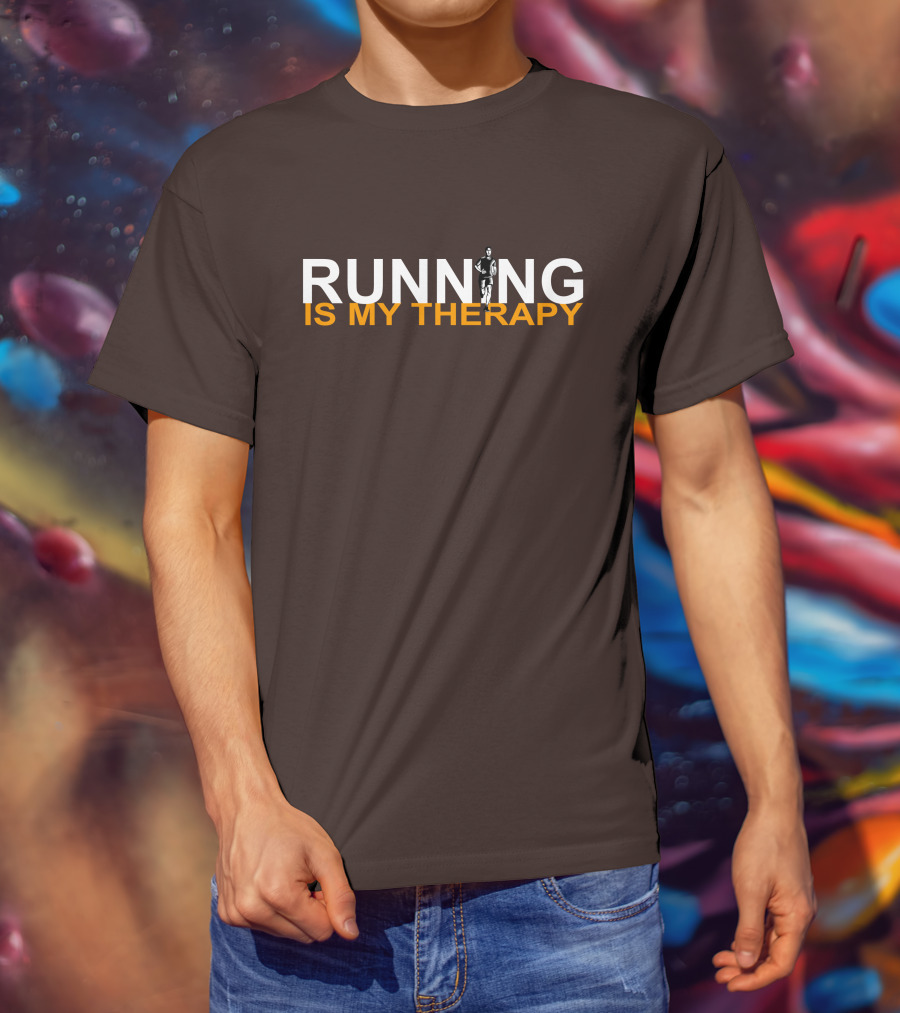 RUNNING IS MY THERAPY Jogger Icon In Letter N T-Shirt