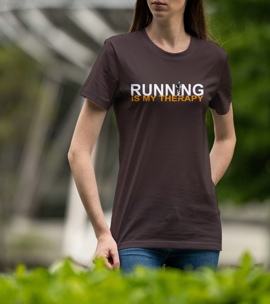 RUNNING IS MY THERAPY Jogger Icon In Letter N T-Shirt