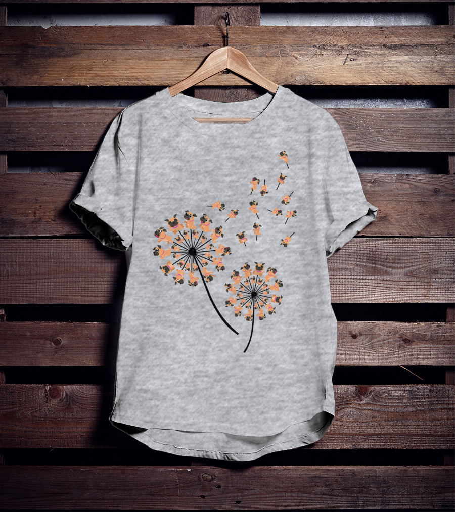 Pug Blossoms In Dandelion Puff Transformation T-Shirt