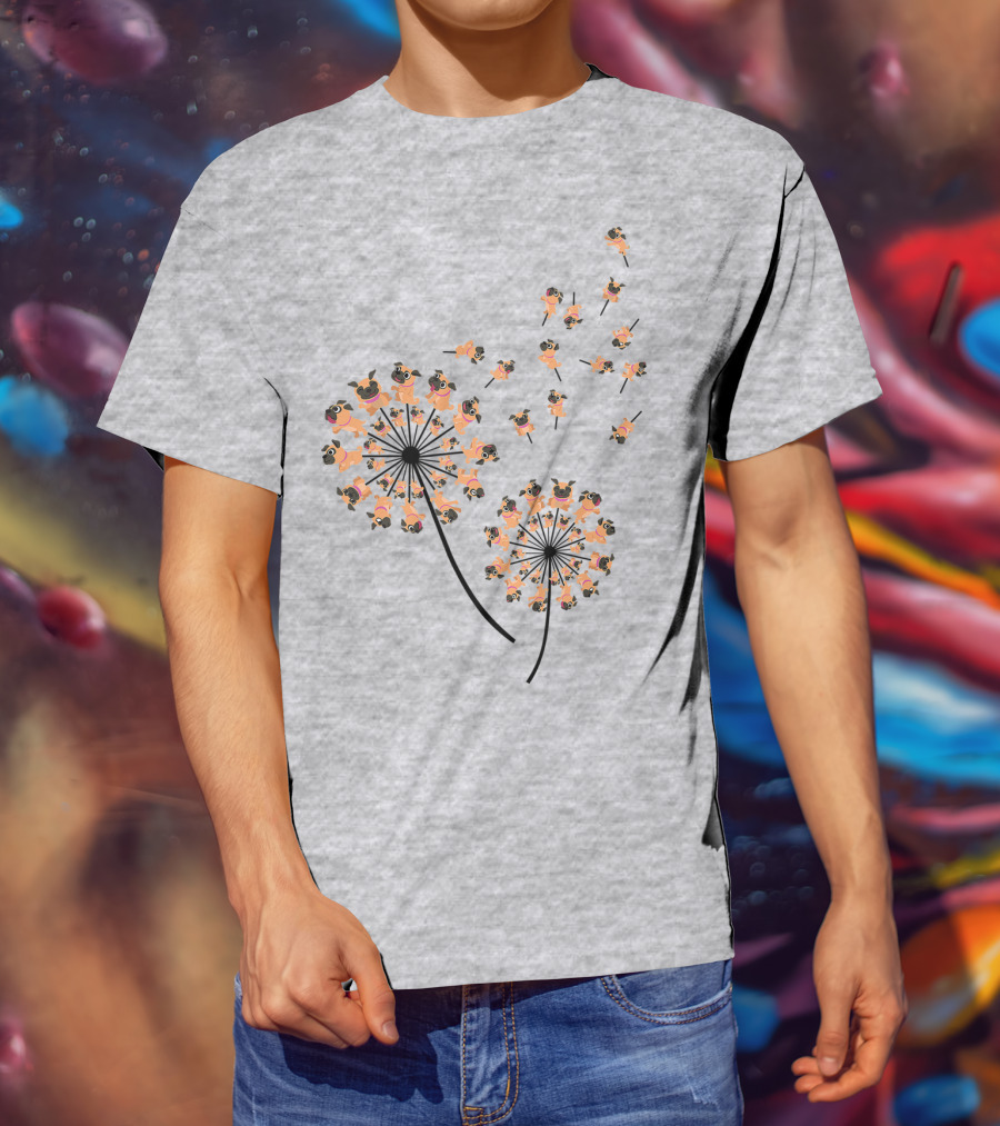 Pug Blossoms In Dandelion Puff Transformation T-Shirt