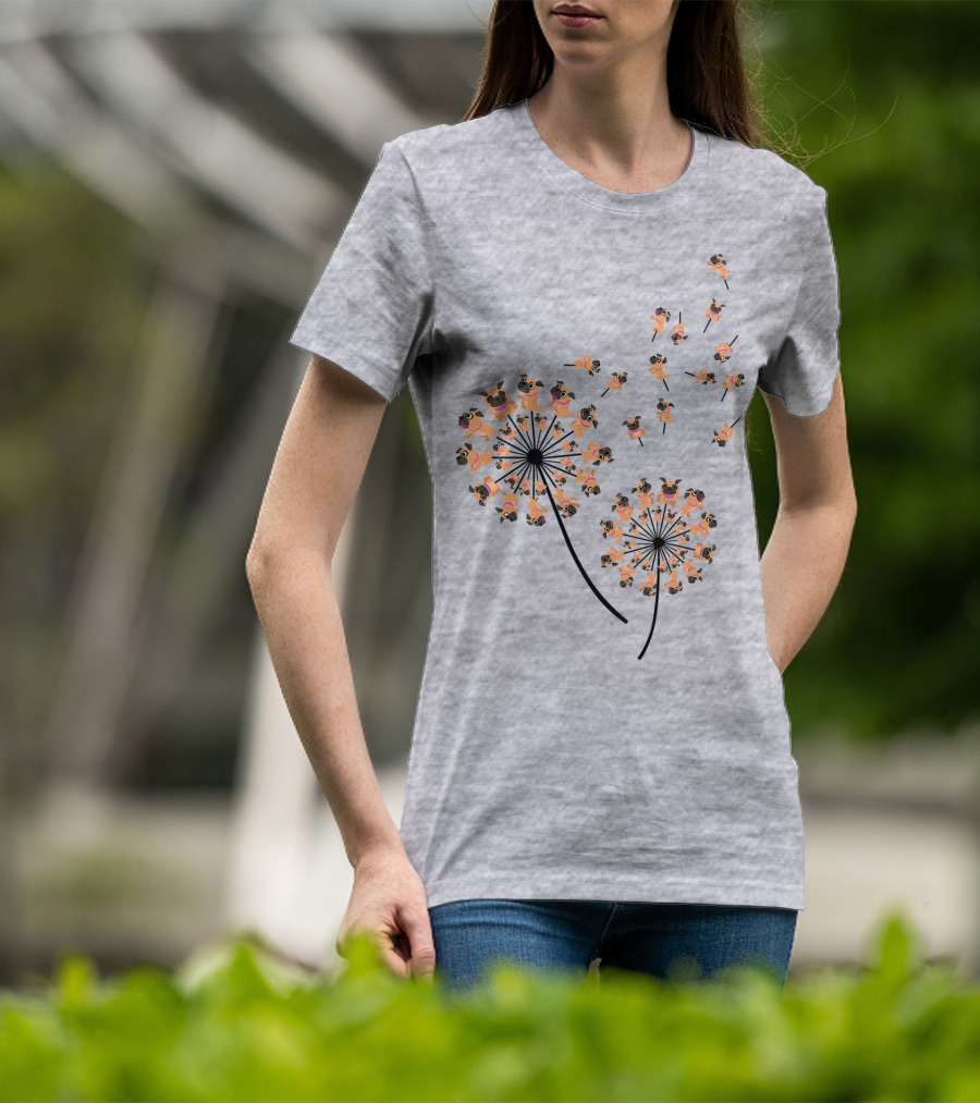 Pug Blossoms In Dandelion Puff Transformation T-Shirt