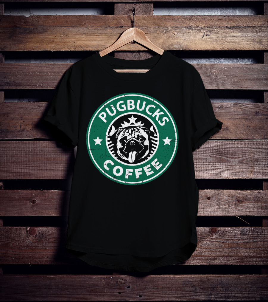 Pugbucks Coffee Logo Parody With Cute Pug T-Shirt