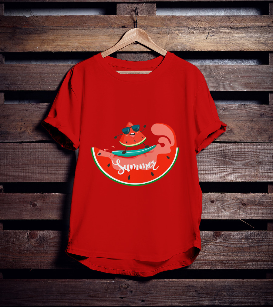 Summer Vacation Watermelon Surfing Trip Fun T-Shirt