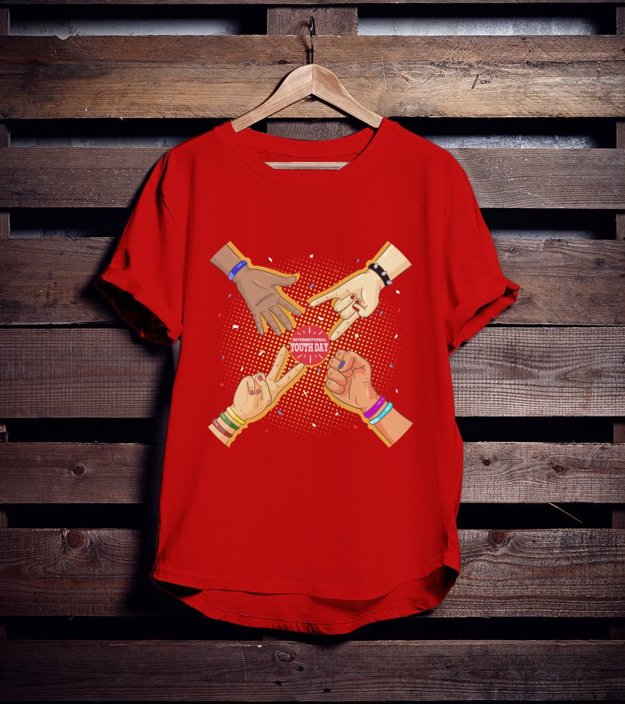 International Youth Day Celebration With Vibrant Hand Gestures T-Shirt