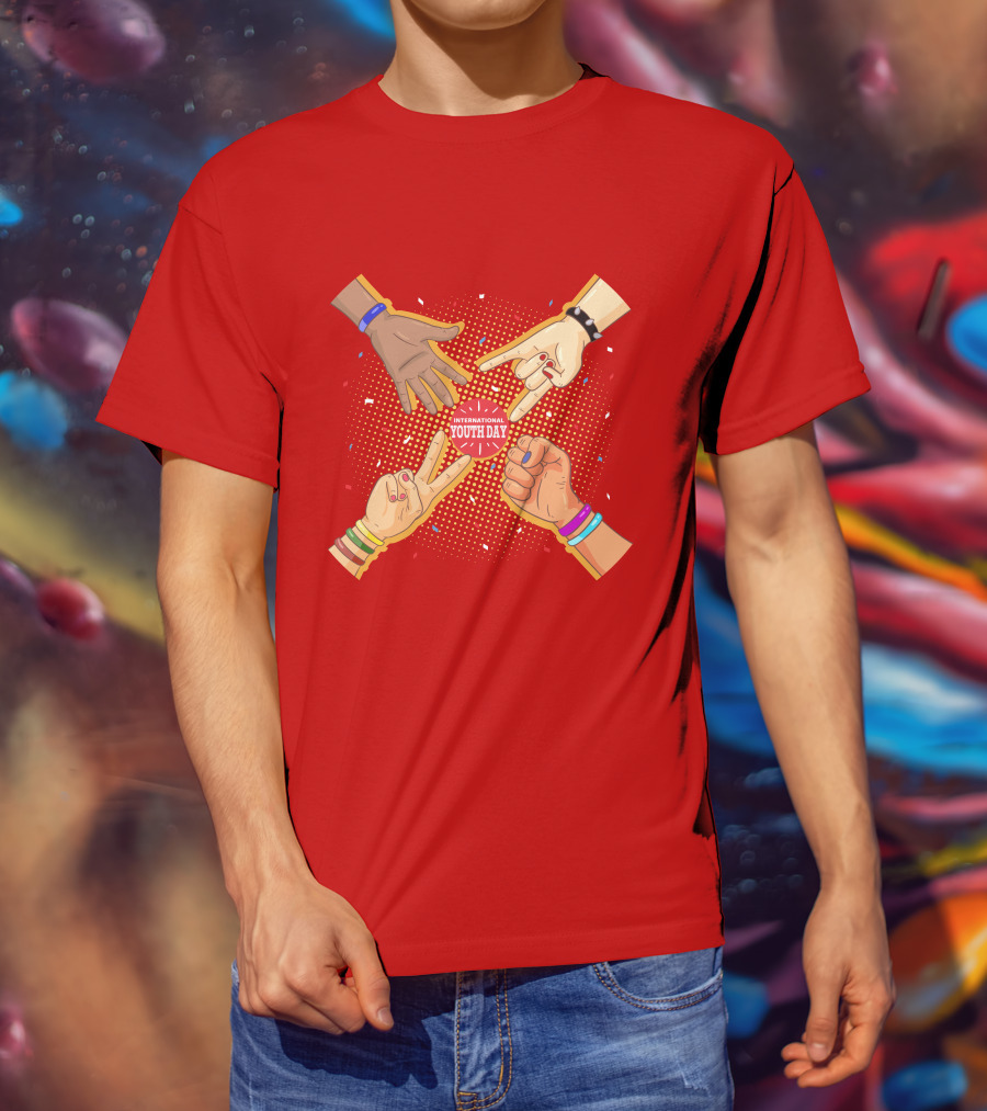 International Youth Day Celebration With Vibrant Hand Gestures T-Shirt