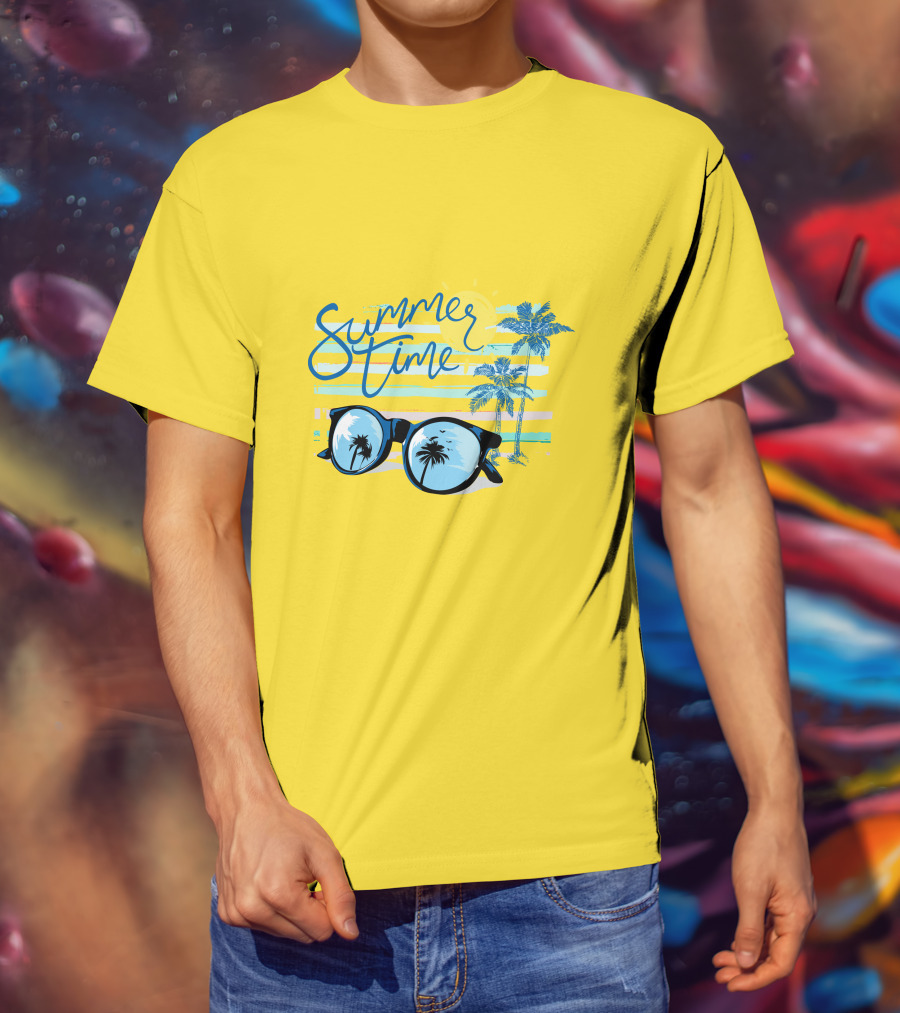 Summer Time Sunglasses Palm Trees Beach T-Shirt
