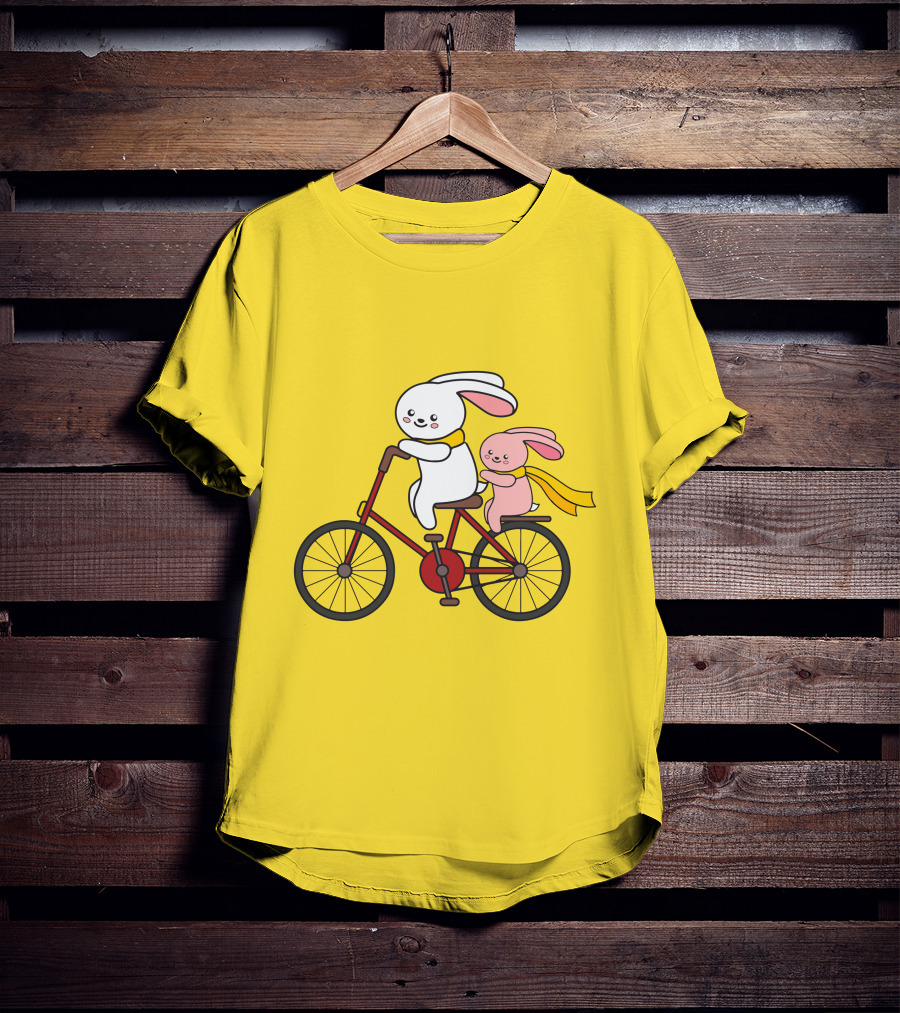 Bunny Bicycle Ride With Yellow Scarf T-Shirt