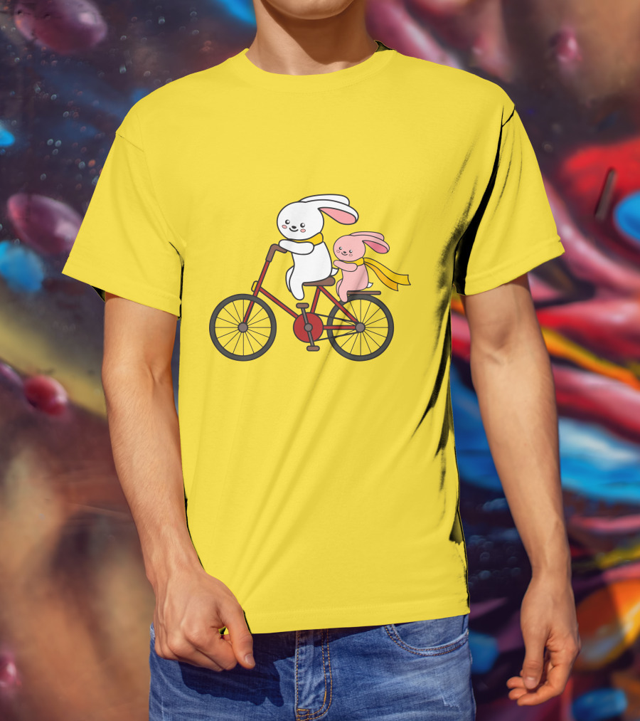 Bunny Bicycle Ride With Yellow Scarf T-Shirt