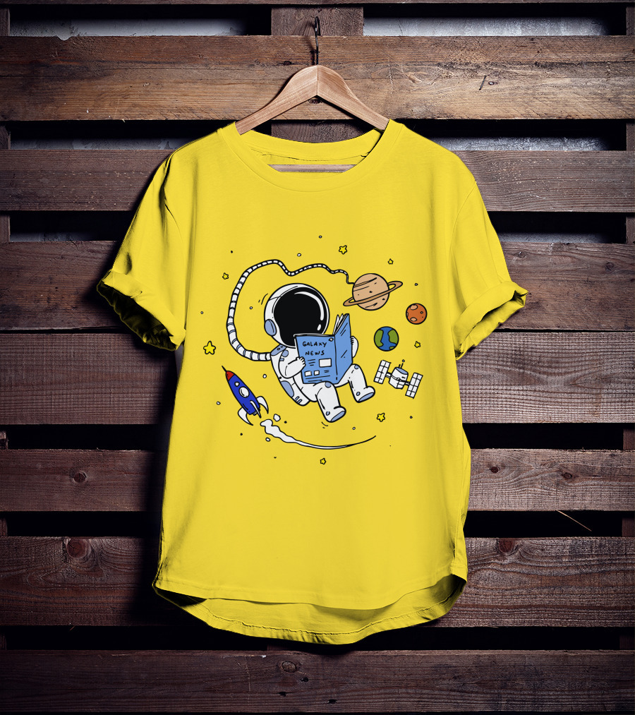Reading Galaxy News Astronaut With Planets And Rocket T-Shirt