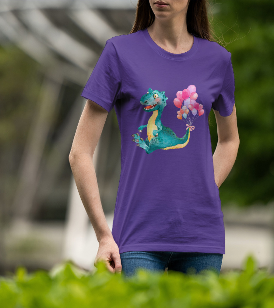 Dinosaur With Colorful Balloons T-Shirt