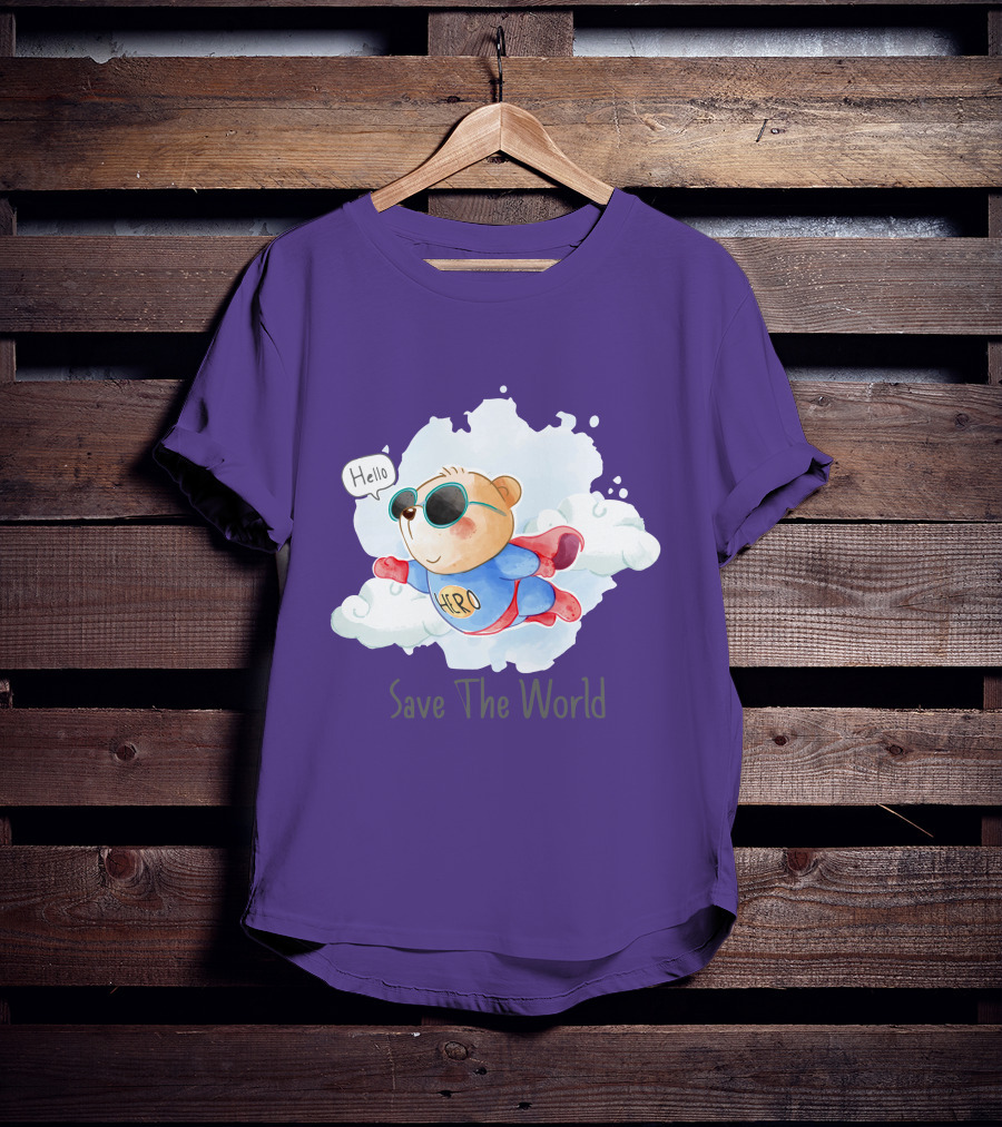 Hello Hero Bear Save The World T-Shirt