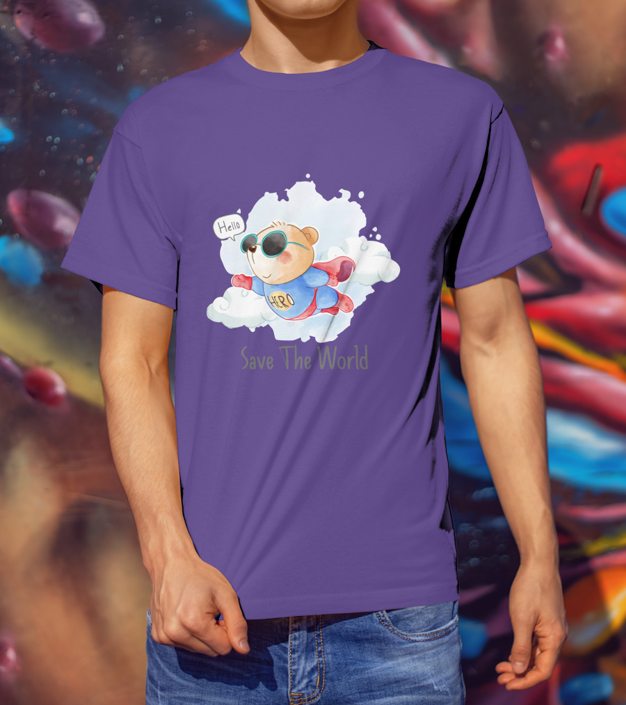Hello Hero Bear Save The World T-Shirt