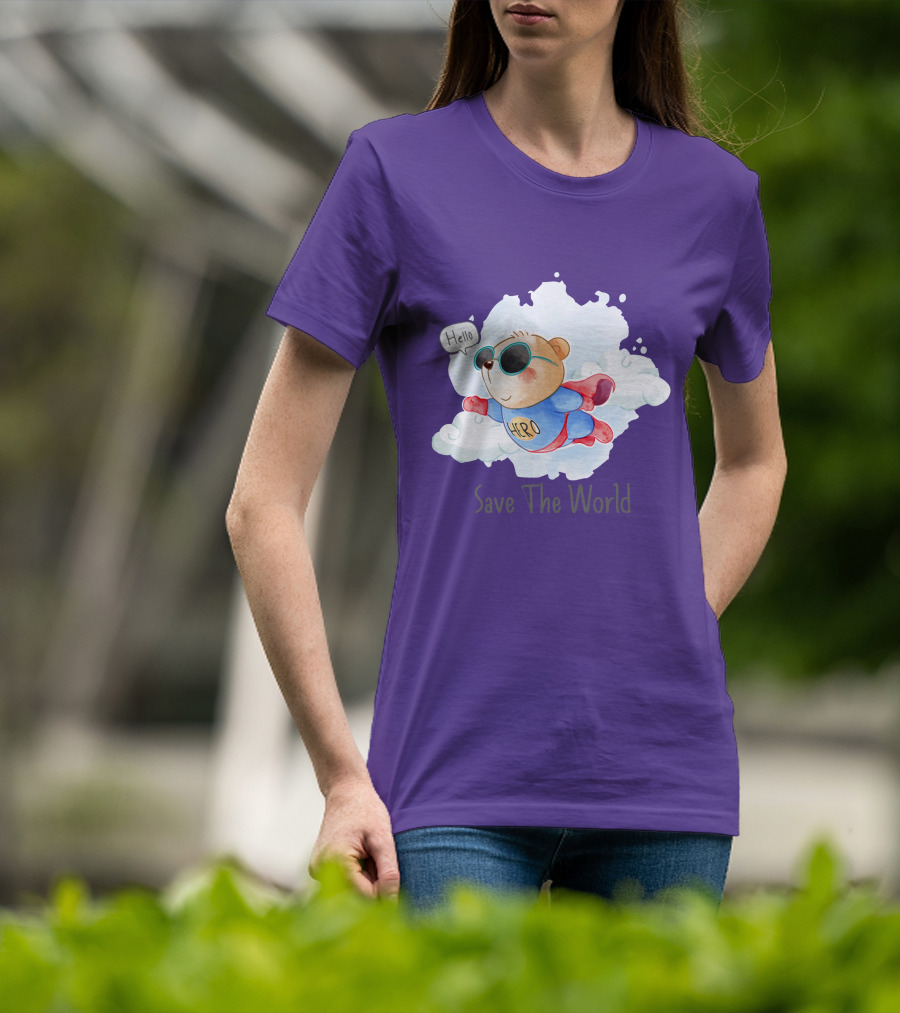 Hello Hero Bear Save The World T-Shirt