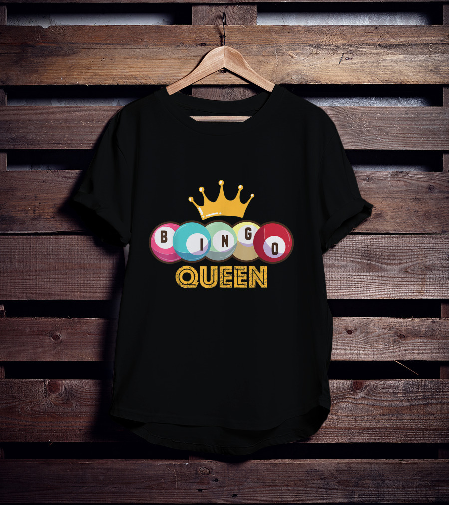 Bingo Queen Crown With Colorful Balls And Text T-Shirt
