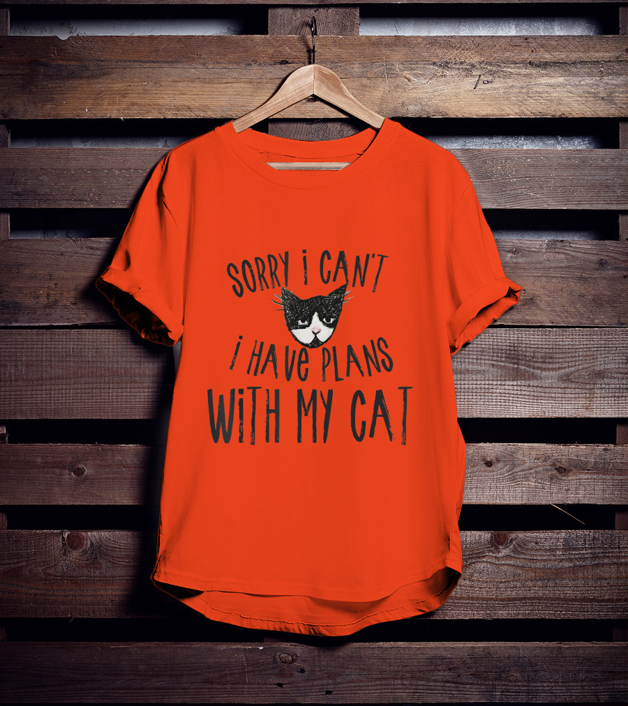 Sorry I Can't I Have Plans With My Cat Retro Colored T-Shirt