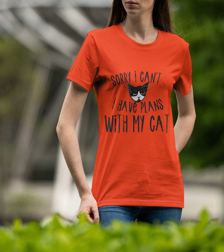 Sorry I Can't I Have Plans With My Cat Retro Colored T-Shirt