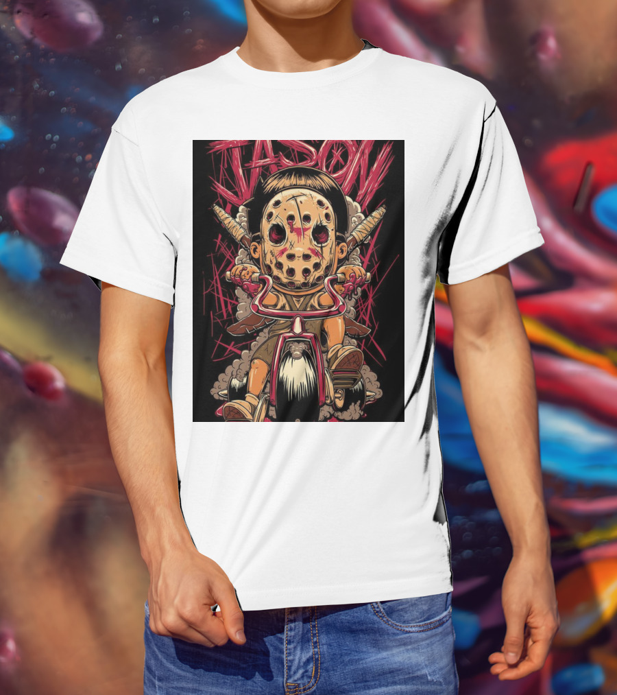 Jason Masked Tricycle Rider With Knives T-Shirt