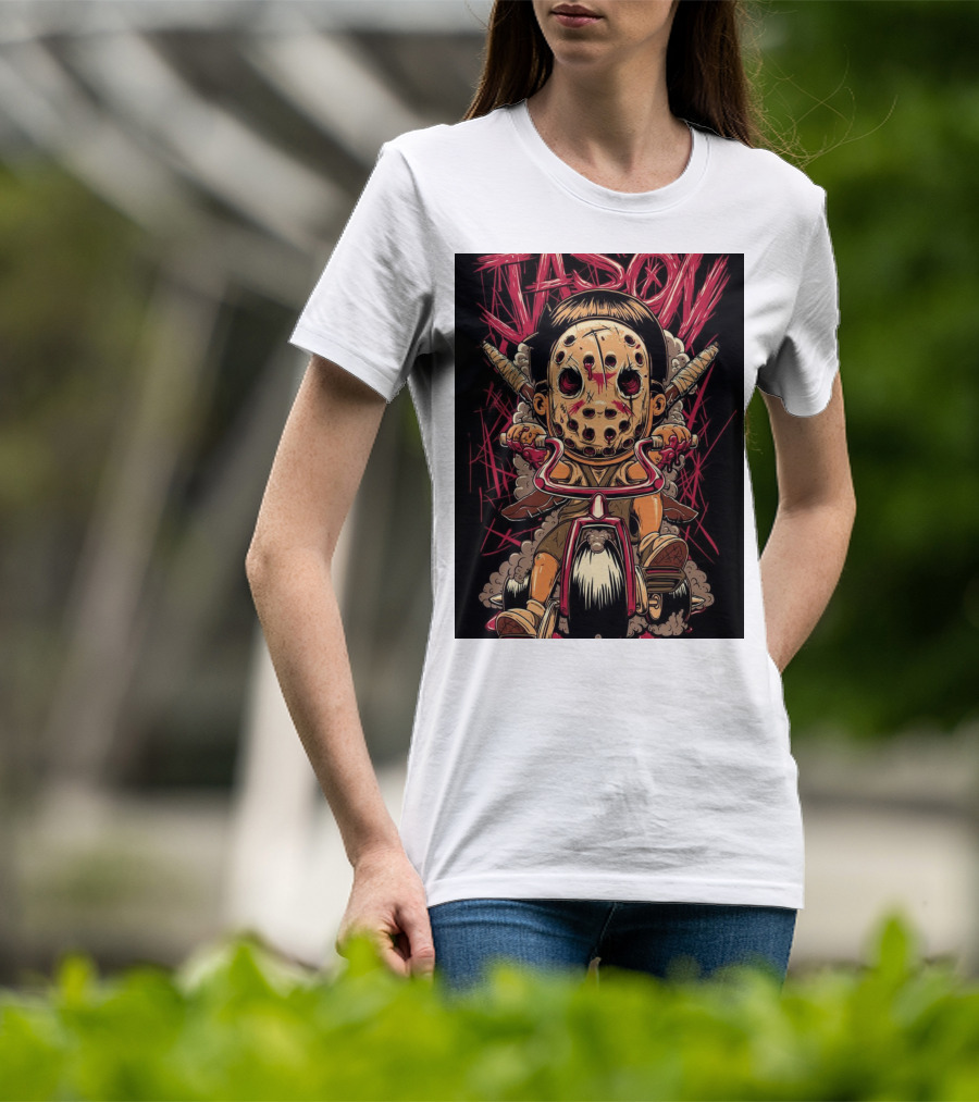 Jason Masked Tricycle Rider With Knives T-Shirt