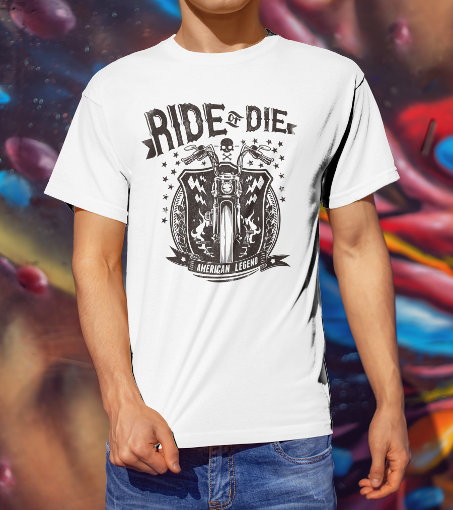 Ride Or Die American Legend Motorcycle Printing Label Fashion T-Shirt