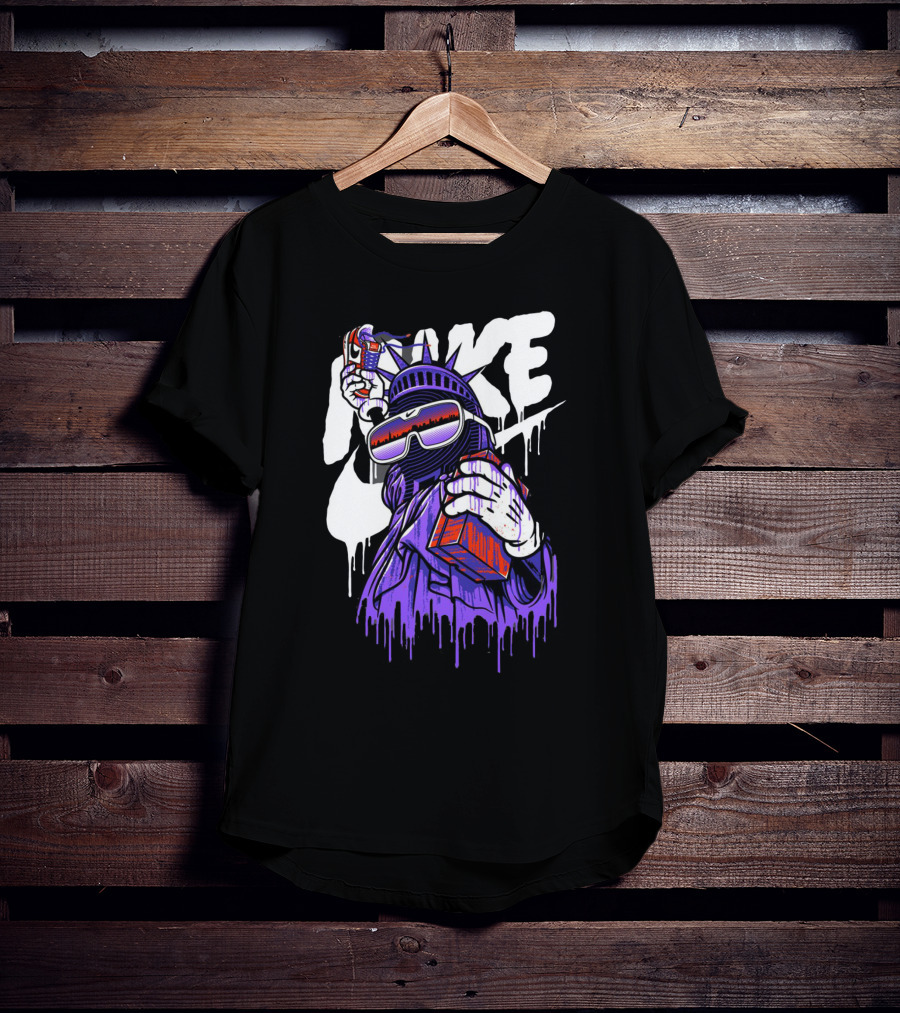 Hype Liberty Statue Remix With Retro Shades And Boom Box T-Shirt