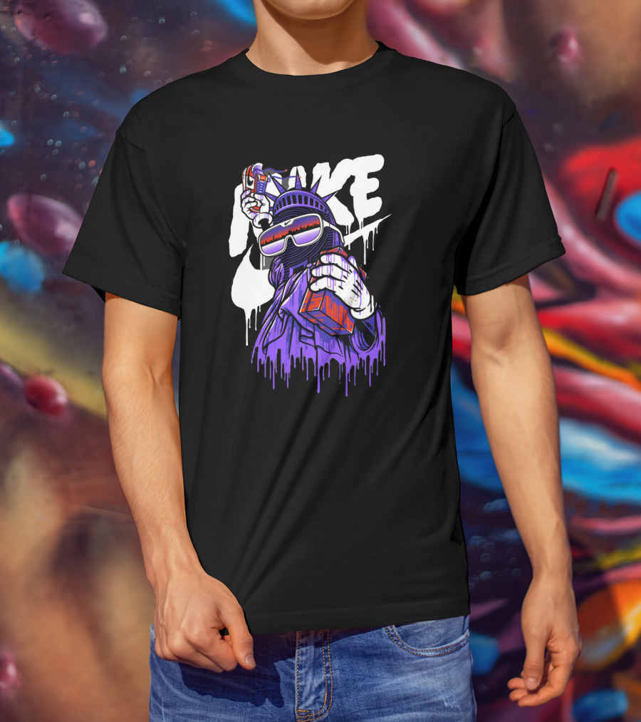 Hype Liberty Statue Remix With Retro Shades And Boom Box T-Shirt