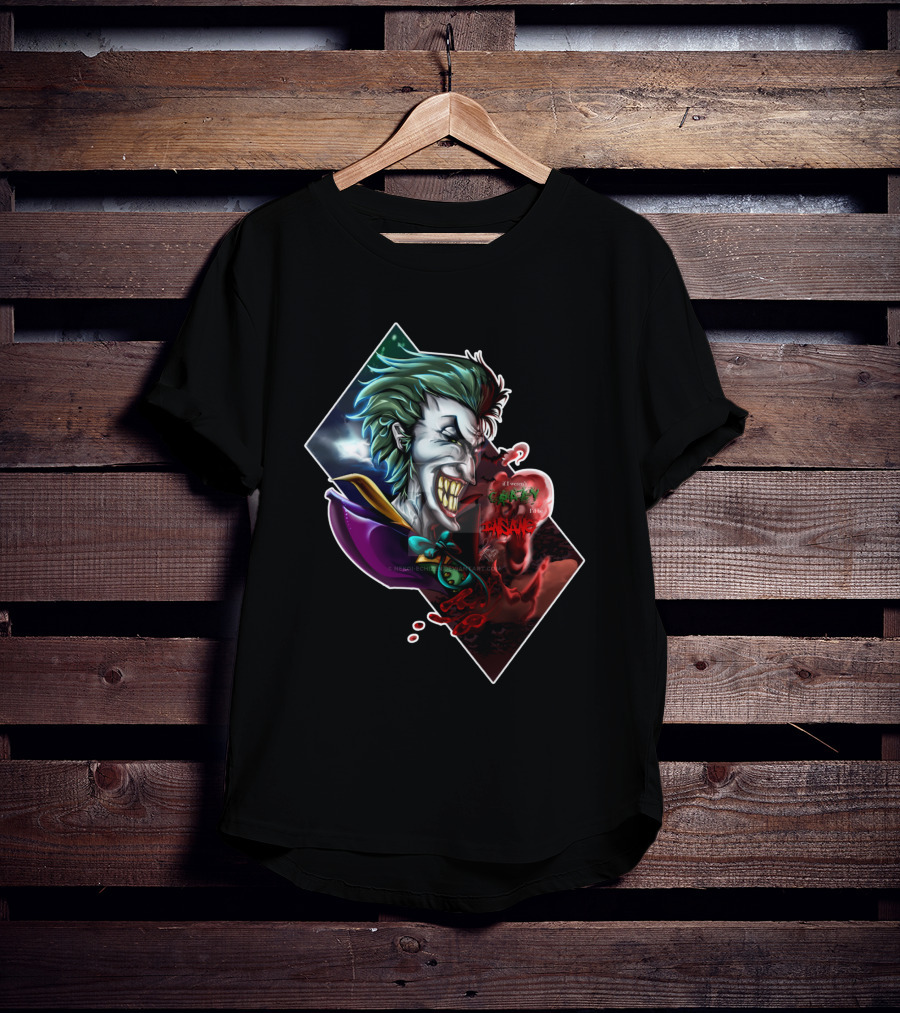 Joker Smile Green Hair Insane Laughter Grinning Villain Iconic Evil Persona T-Shirt