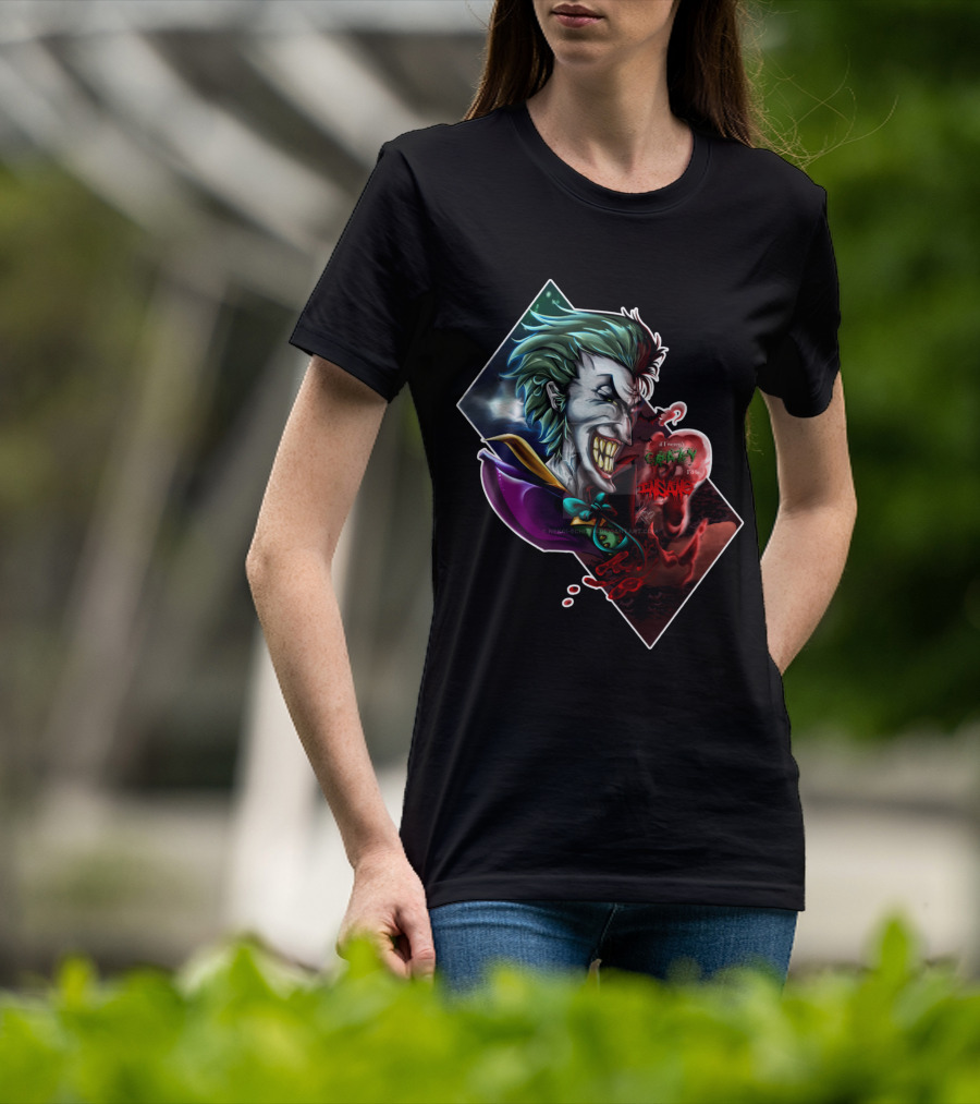 Joker Smile Green Hair Insane Laughter Grinning Villain Iconic Evil Persona T-Shirt