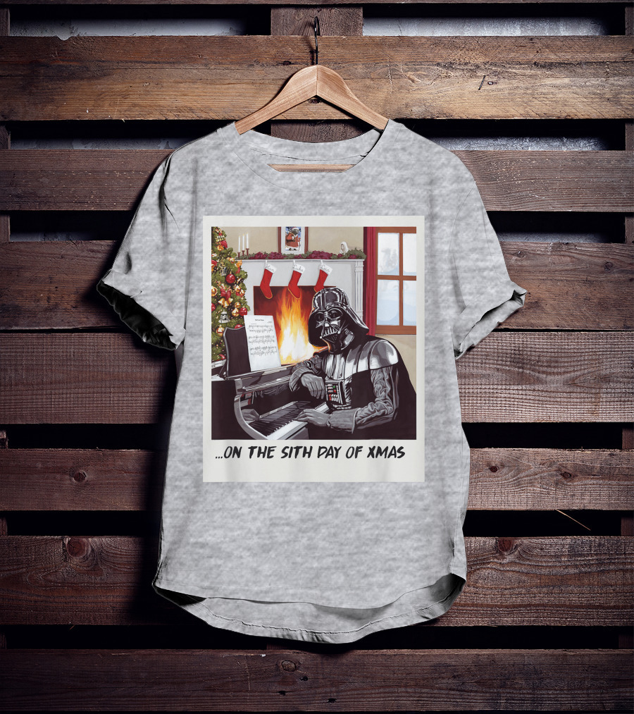 Darth Vader On The Sith Day Of Xmas By Fireplace T-Shirt