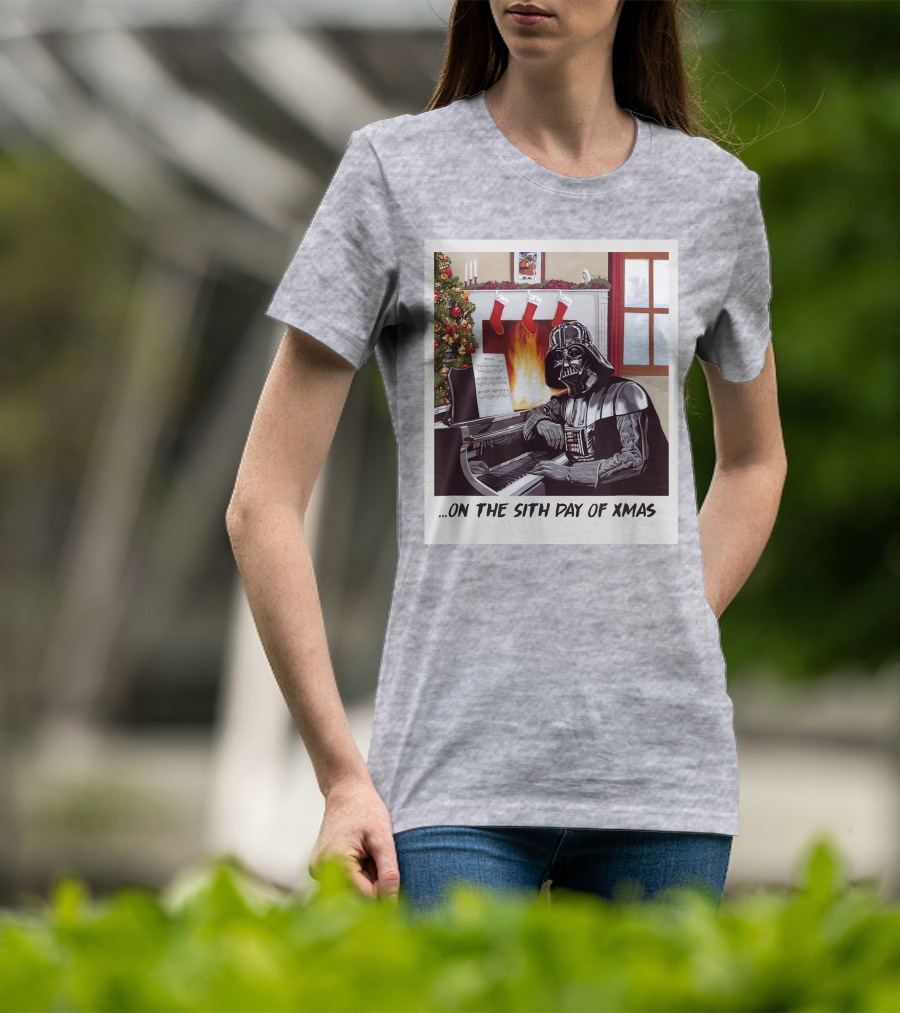 Darth Vader On The Sith Day Of Xmas By Fireplace T-Shirt