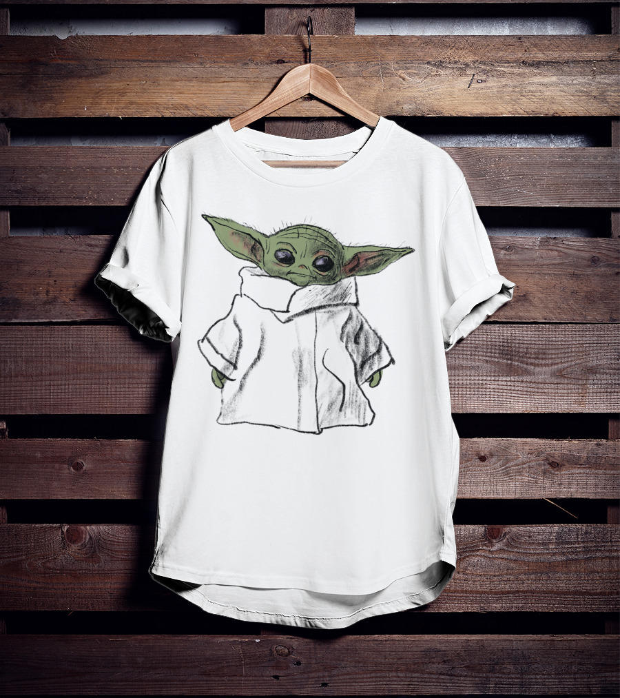 Star Wars The Mandalorian The Child Sketch Drawing T-Shirt