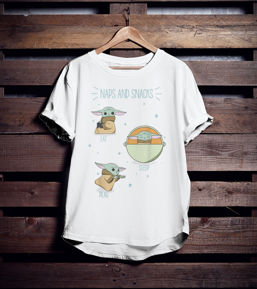 The Mandalorian The Child Eat Sleep Play Naps And Snacks Doodles T-Shirt