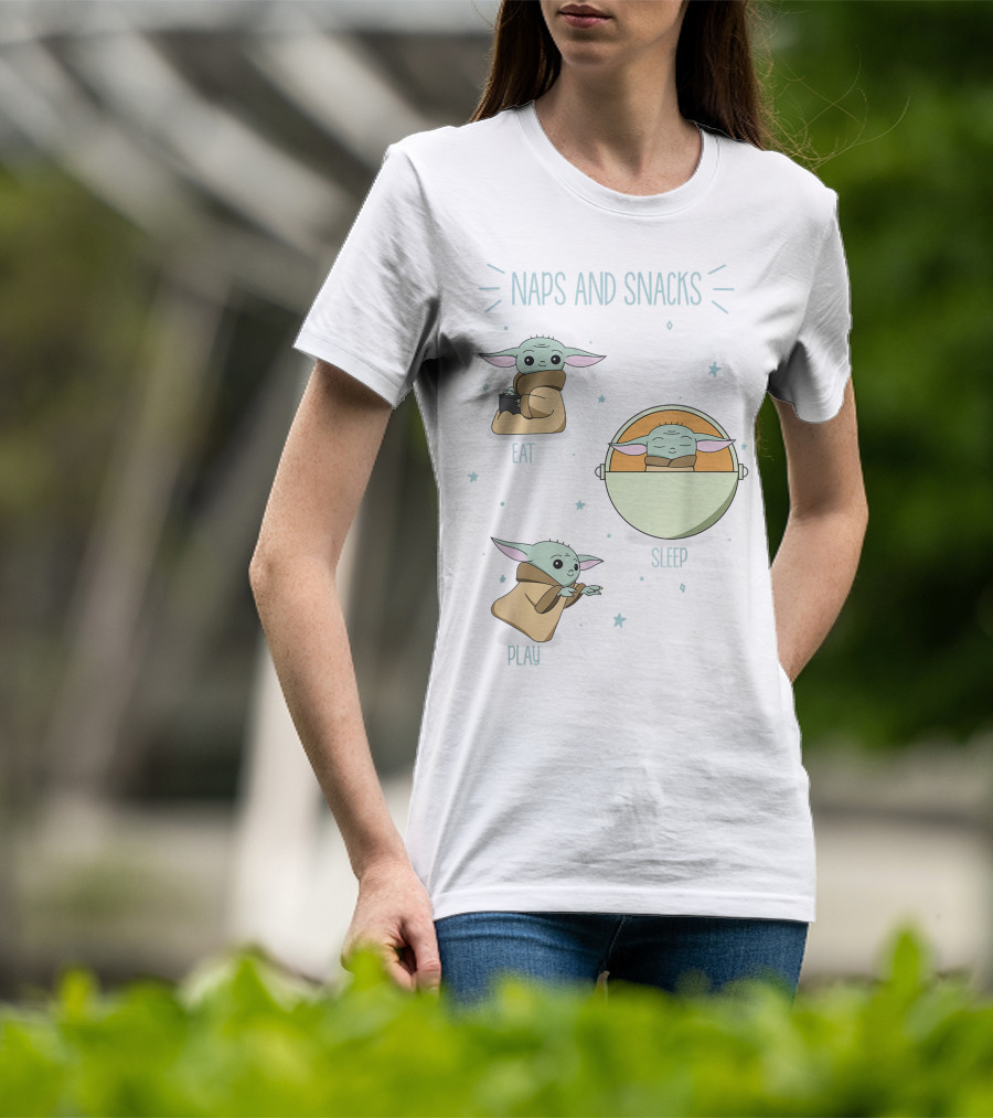 The Mandalorian The Child Eat Sleep Play Naps And Snacks Doodles T-Shirt