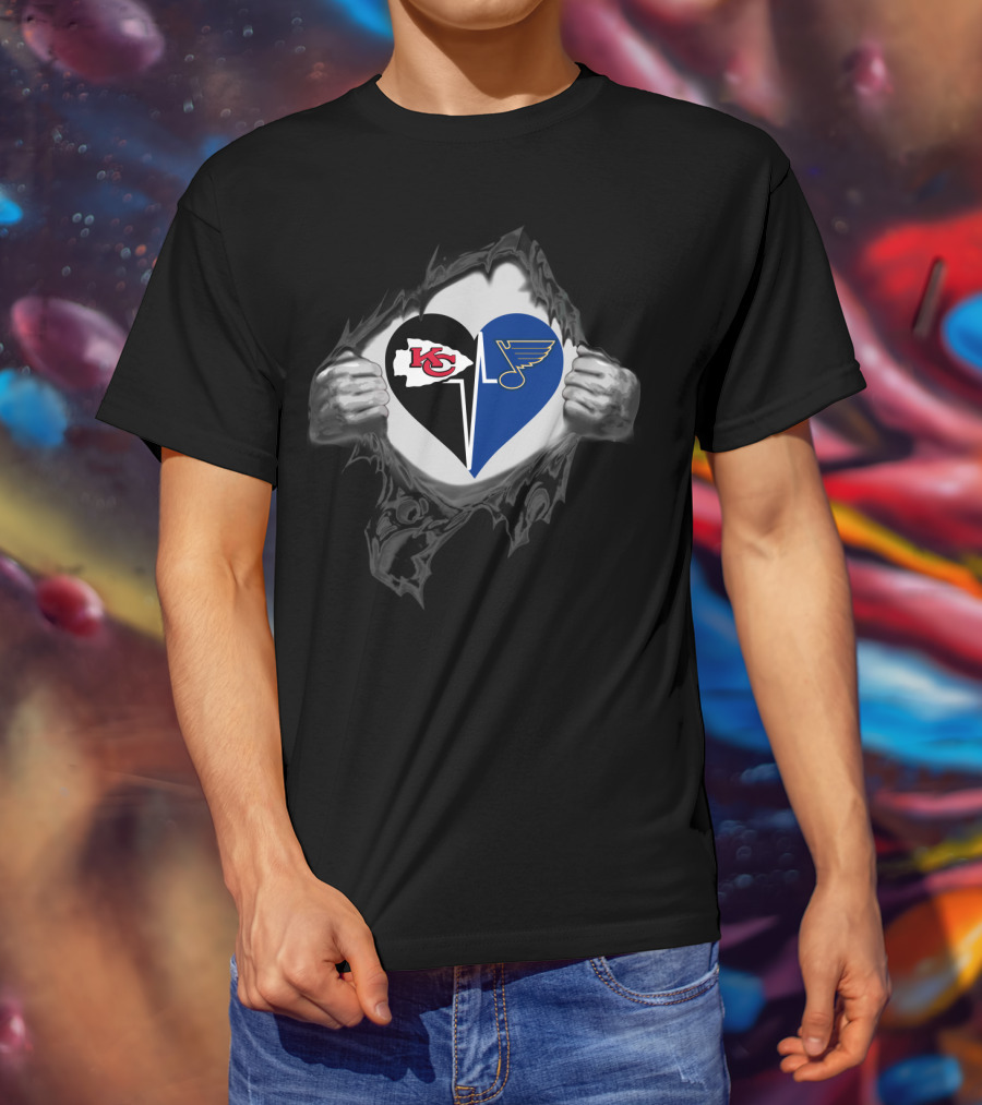 Kansas City Chiefs And St. Louis Blues Heart T-Shirt