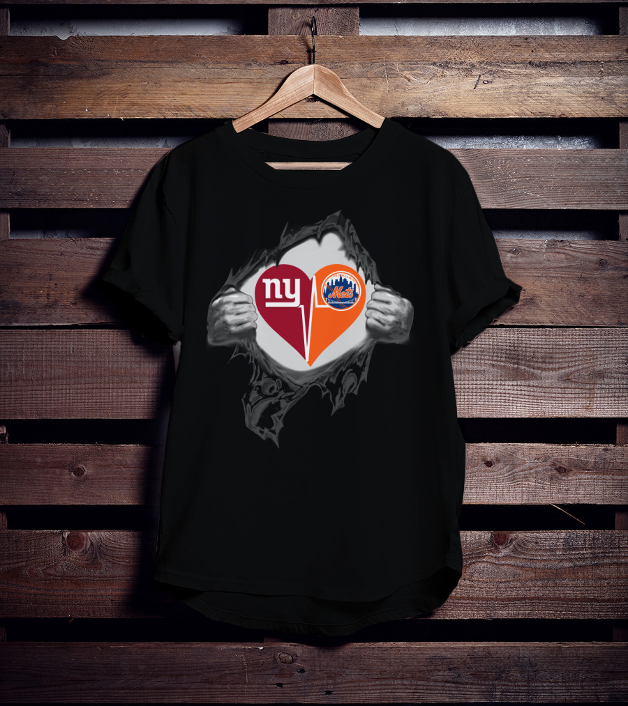 Ny Giants And Mets Heartbeat T-Shirt