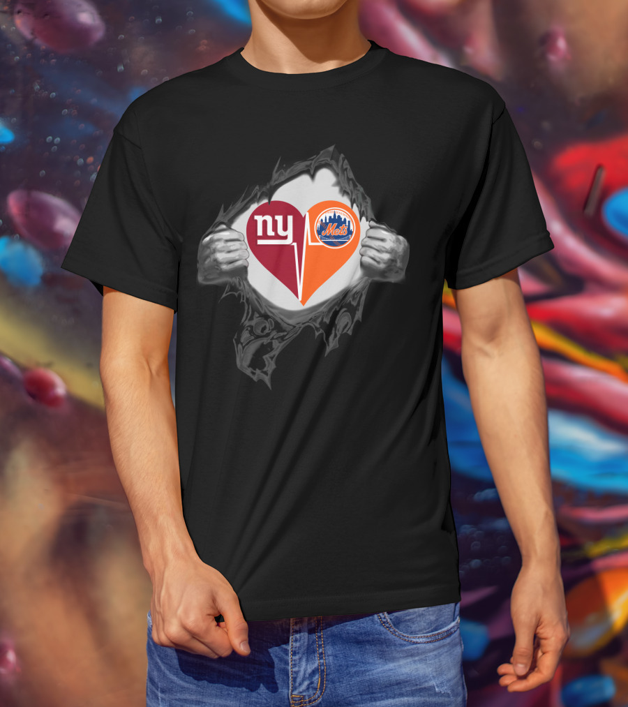 Ny Giants And Mets Heartbeat T-Shirt