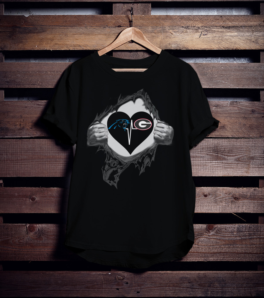 Carolina Panthers Georgia Bulldogs Heartbeat T-Shirt