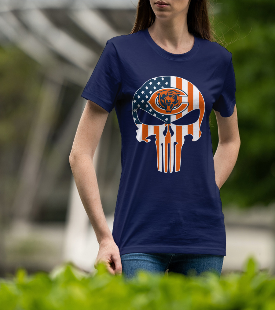 Chicago Bears Punisher American Flag T-Shirt